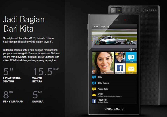 Gambar BlackBerry Z3 Jakarta edition