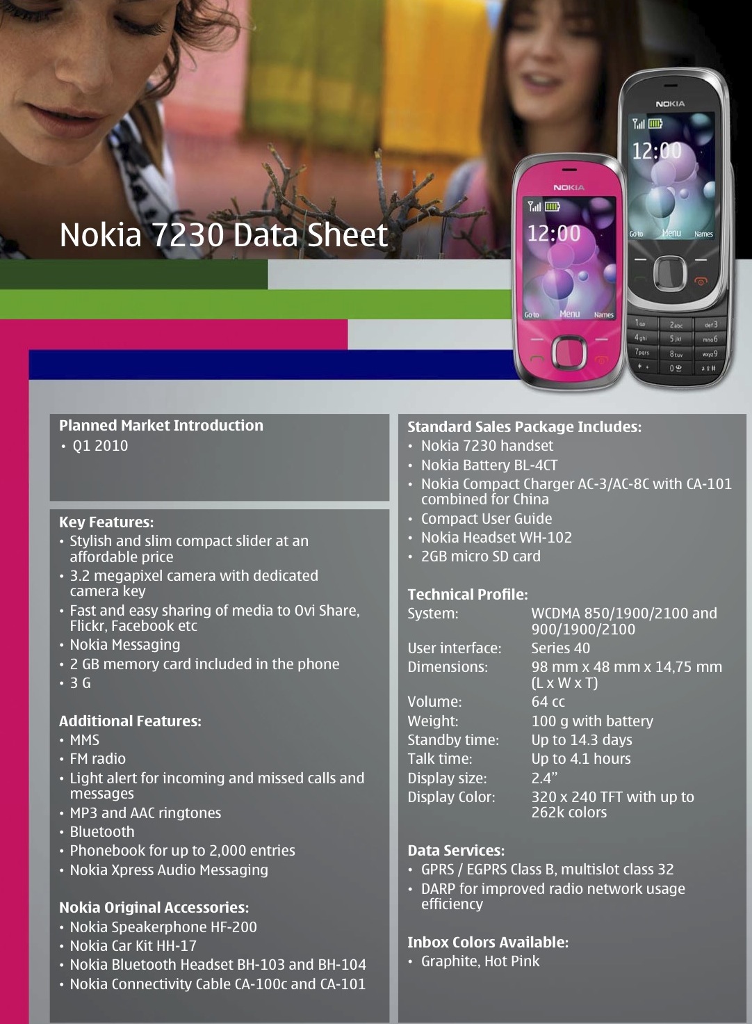 Nokia Intros 6700 Slide and 7230 budget cameraphones